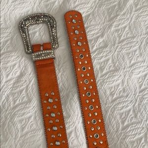 Leather suede embellished belt